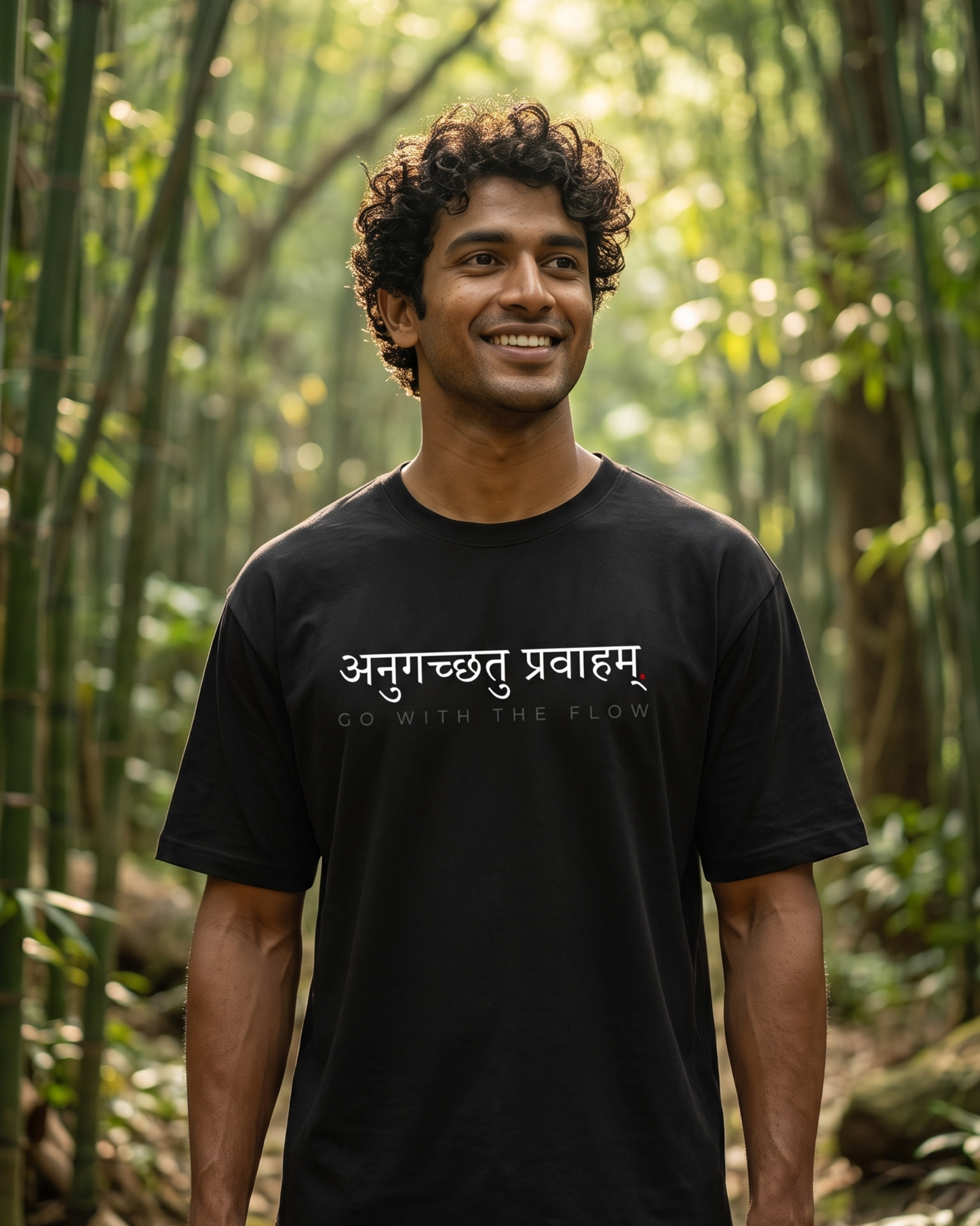 Anugachhatu Pravaham | Go with the flow Sanskrit Quote Cotton Unisex T-Shirt