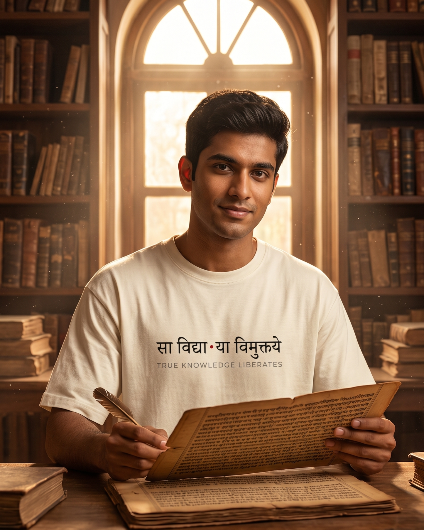 Sa Vidhya Ya Muktaye | True knowledge liberates Sanskrit Quote Cotton Unisex T-Shirt