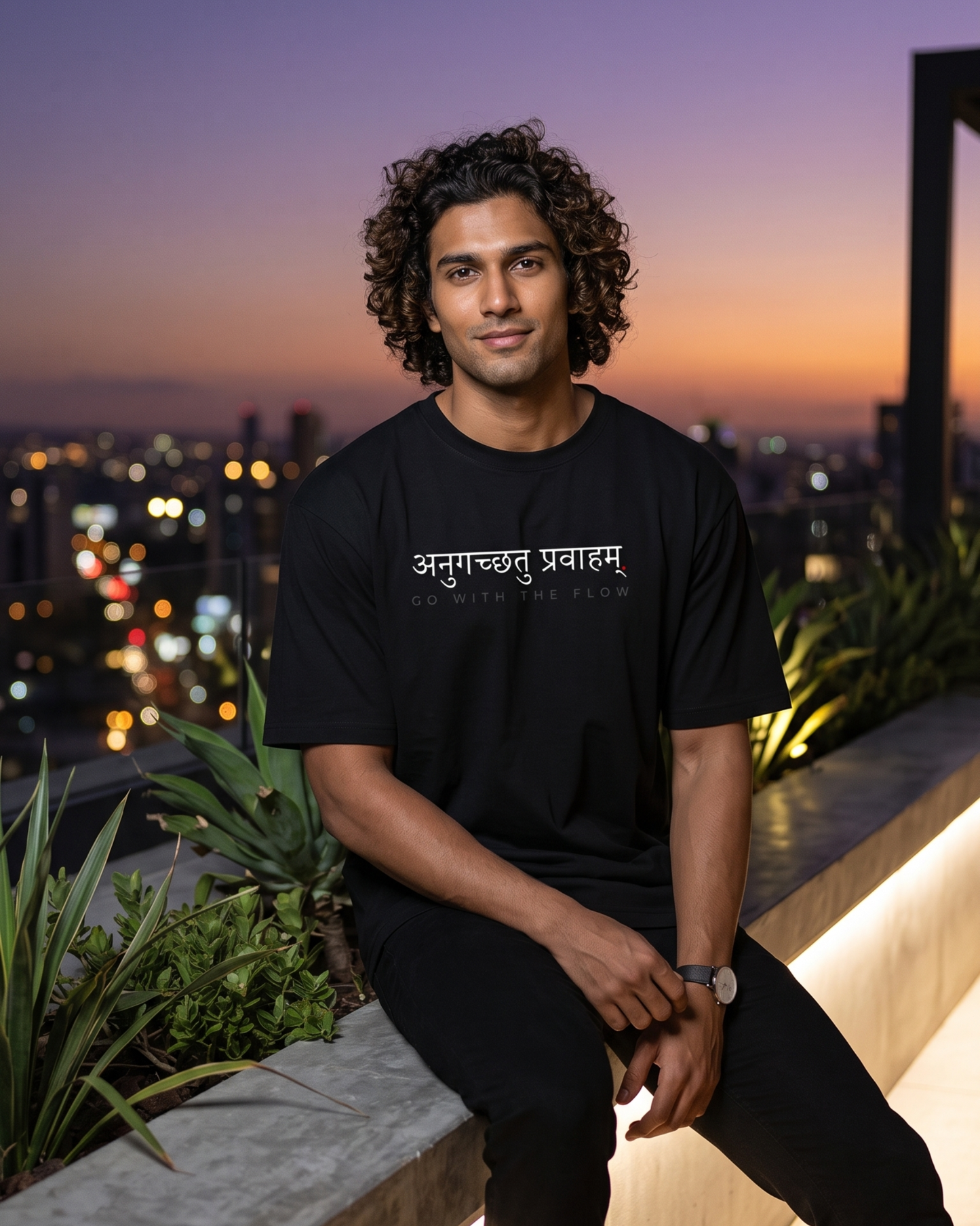 Anugachhatu Pravaham | Go with the flow Sanskrit Quote Cotton Unisex T-Shirt