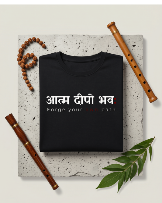 Aatm Dipo Bhav | Forge your own path  Sanskrit Quote Cotton Unisex T-Shirt